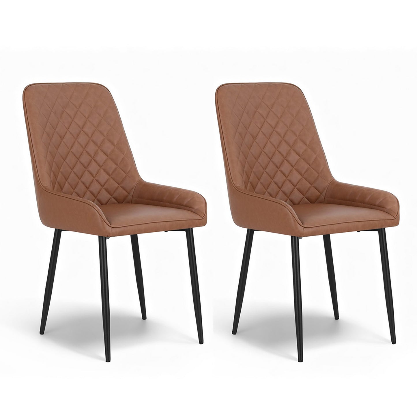 Bonnie Set of 2 Dining Chairs Retro PU Leather Kitchen Lounge Cafe Accent Chair - Brown