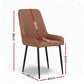 Bonnie Set of 2 Dining Chairs Retro PU Leather Kitchen Lounge Cafe Accent Chair - Brown