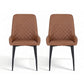 Bonnie Set of 2 Dining Chairs Retro PU Leather Kitchen Lounge Cafe Accent Chair - Brown