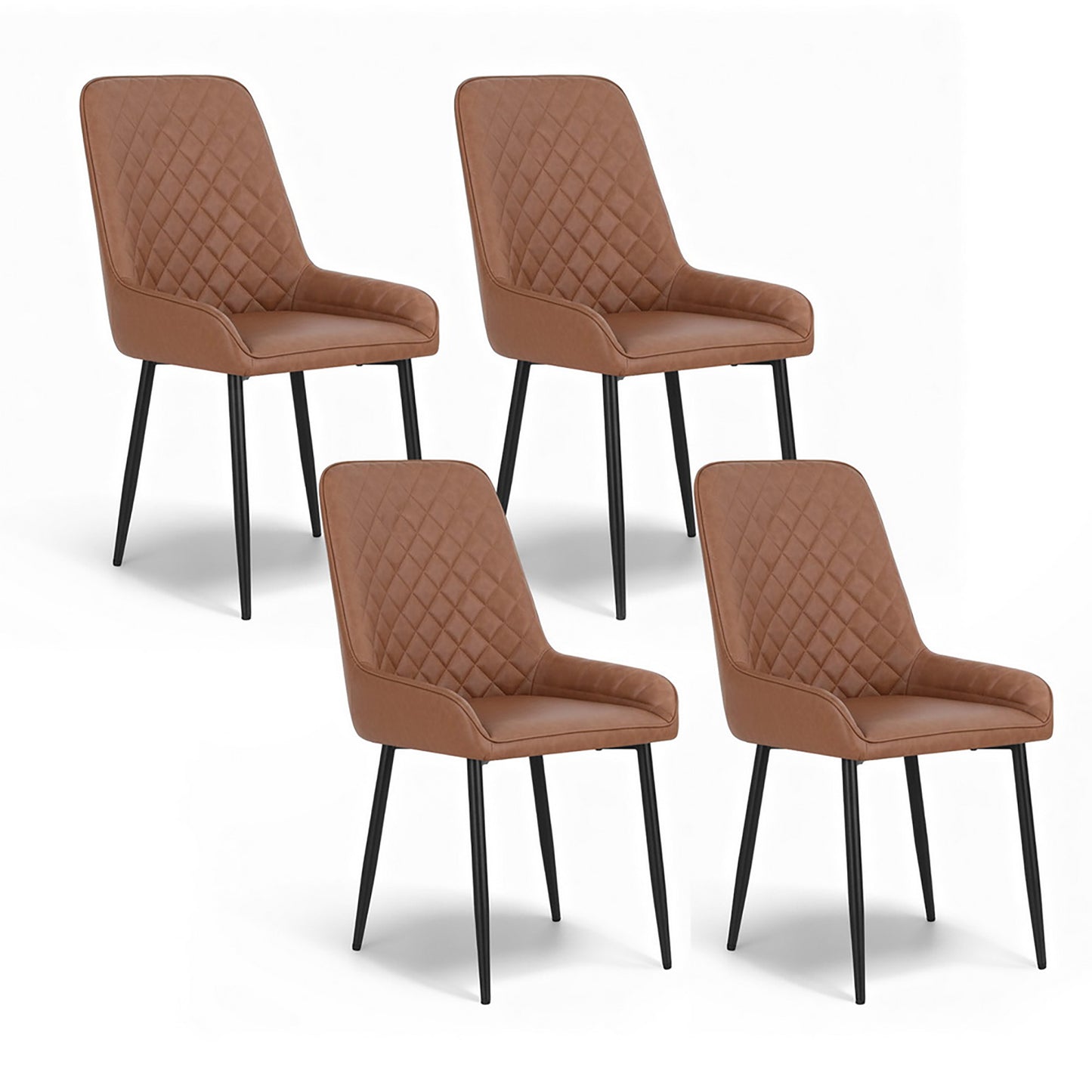 Bonnie Set of 4 Dining Chairs Retro PU Leather Kitchen Lounge Cafe Accent Chair - Brown