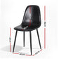Cecily Set of 2 Dining Chairs Retro PU Leather Kitchen Lounge Cafe Accent Chair - Black