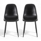 Cecily Set of 2 Dining Chairs Retro PU Leather Kitchen Lounge Cafe Accent Chair - Black