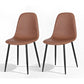 Cecily Set of 2 Dining Chairs Retro PU Leather Kitchen Lounge Cafe Accent Chair - Brown