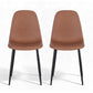 Cecily Set of 2 Dining Chairs Retro PU Leather Kitchen Lounge Cafe Accent Chair - Brown