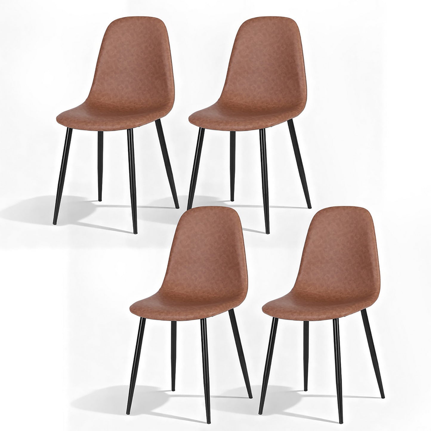 Cecily Set of 4 Dining Chairs Retro PU Leather Kitchen Lounge Cafe Accent Chair - Brown