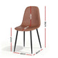 Cecily Set of 4 Dining Chairs Retro PU Leather Kitchen Lounge Cafe Accent Chair - Brown