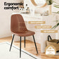 Cecily Set of 4 Dining Chairs Retro PU Leather Kitchen Lounge Cafe Accent Chair - Brown