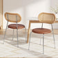 Leona Set of 2 Dining Chairs PU Leather Rattan Kitchen Lounge Cafe Accent Chair - Brown