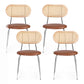 Leona Set of 4 Dining Chairs PU Leather Rattan Kitchen Lounge Cafe Accent Chair - Brown