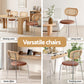 Leona Set of 4 Dining Chairs PU Leather Rattan Kitchen Lounge Cafe Accent Chair - Brown