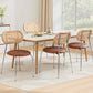 Leona Set of 4 Dining Chairs PU Leather Rattan Kitchen Lounge Cafe Accent Chair - Brown