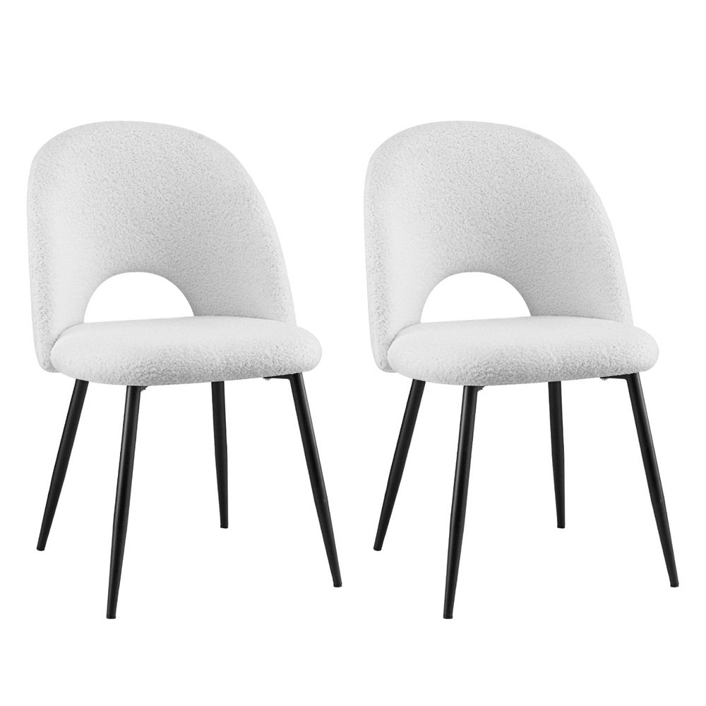Maisie Set of 2 Dining Chair Boucle Sherpa - White