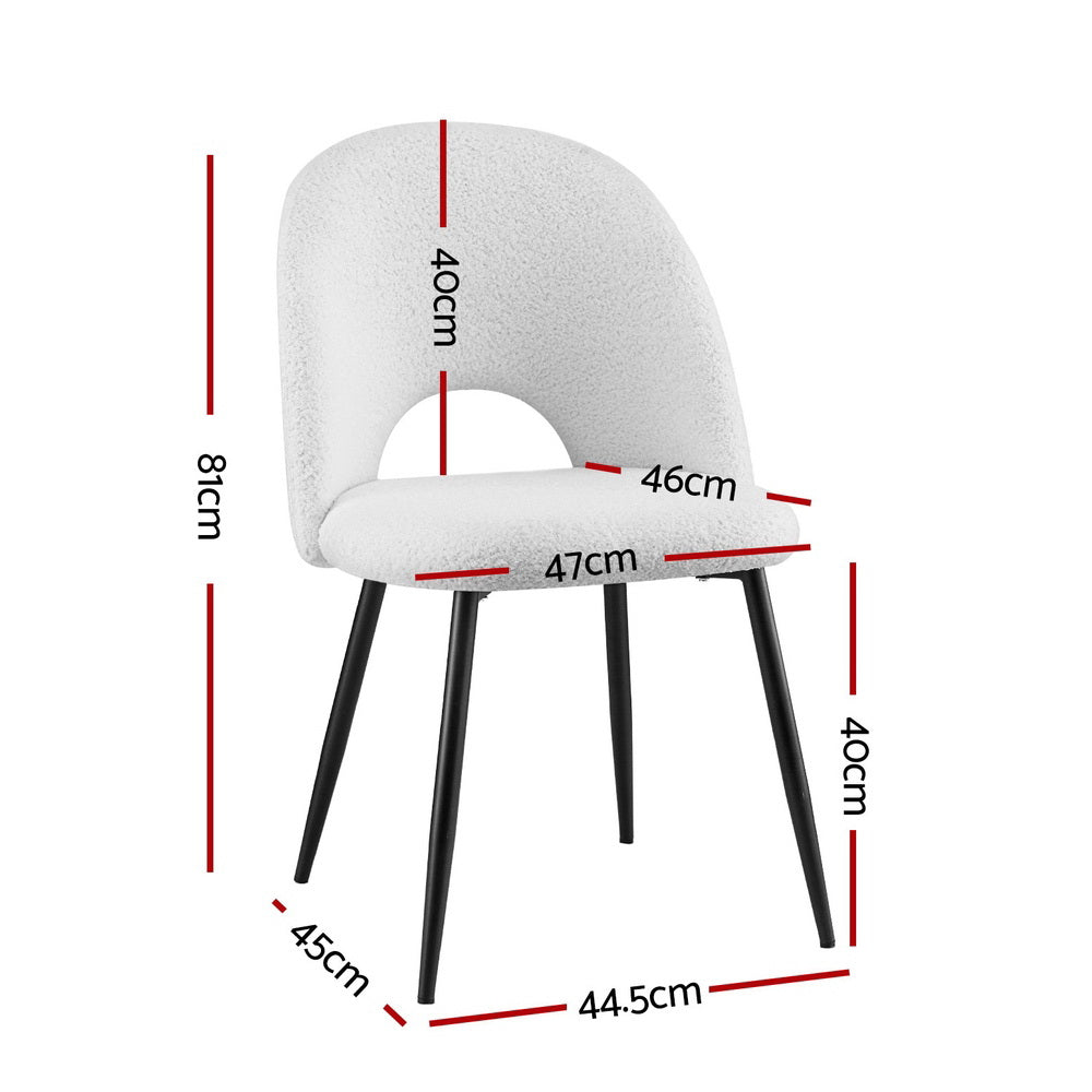 Maisie Set of 2 Dining Chair Boucle Sherpa - White