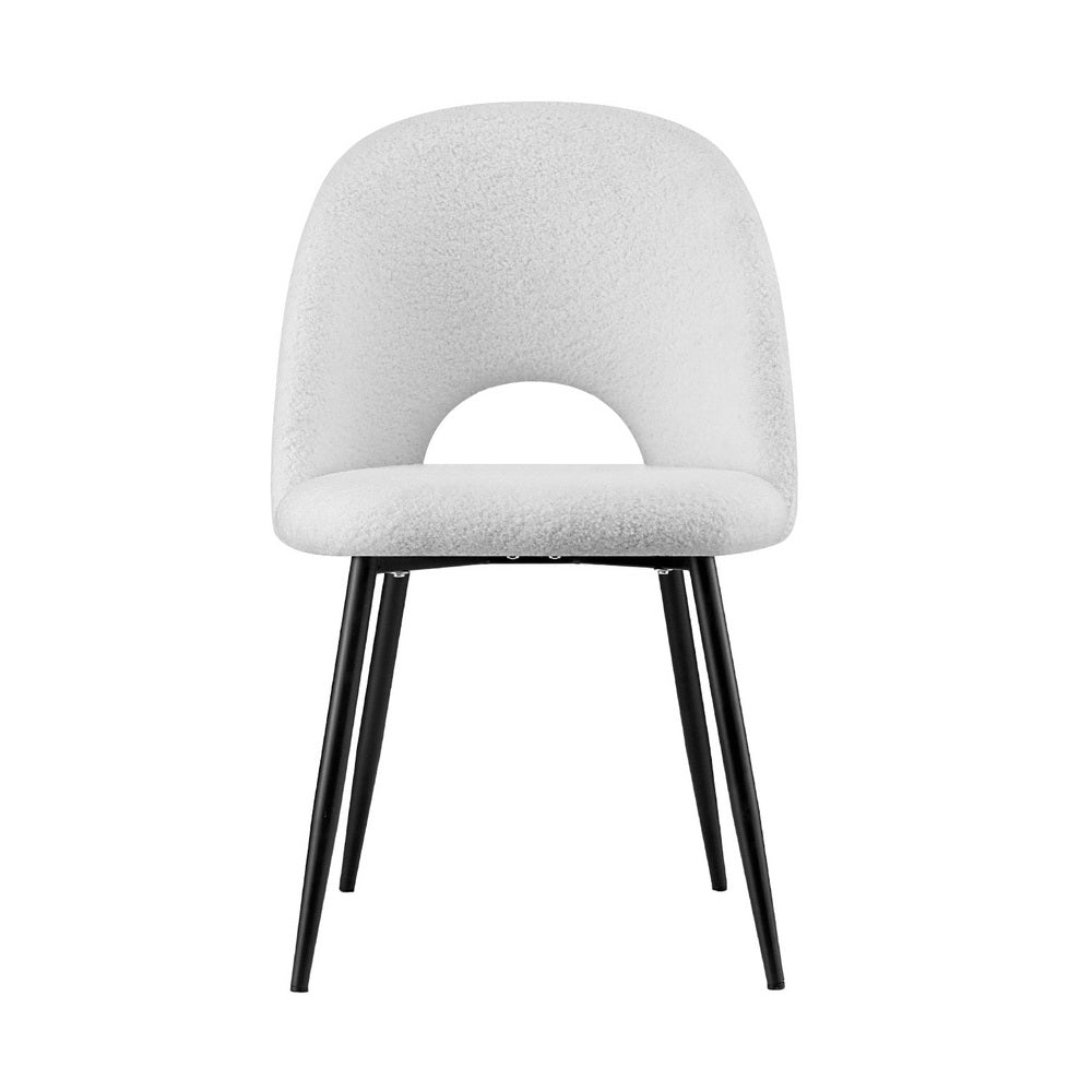 Maisie Set of 2 Dining Chair Boucle Sherpa - White