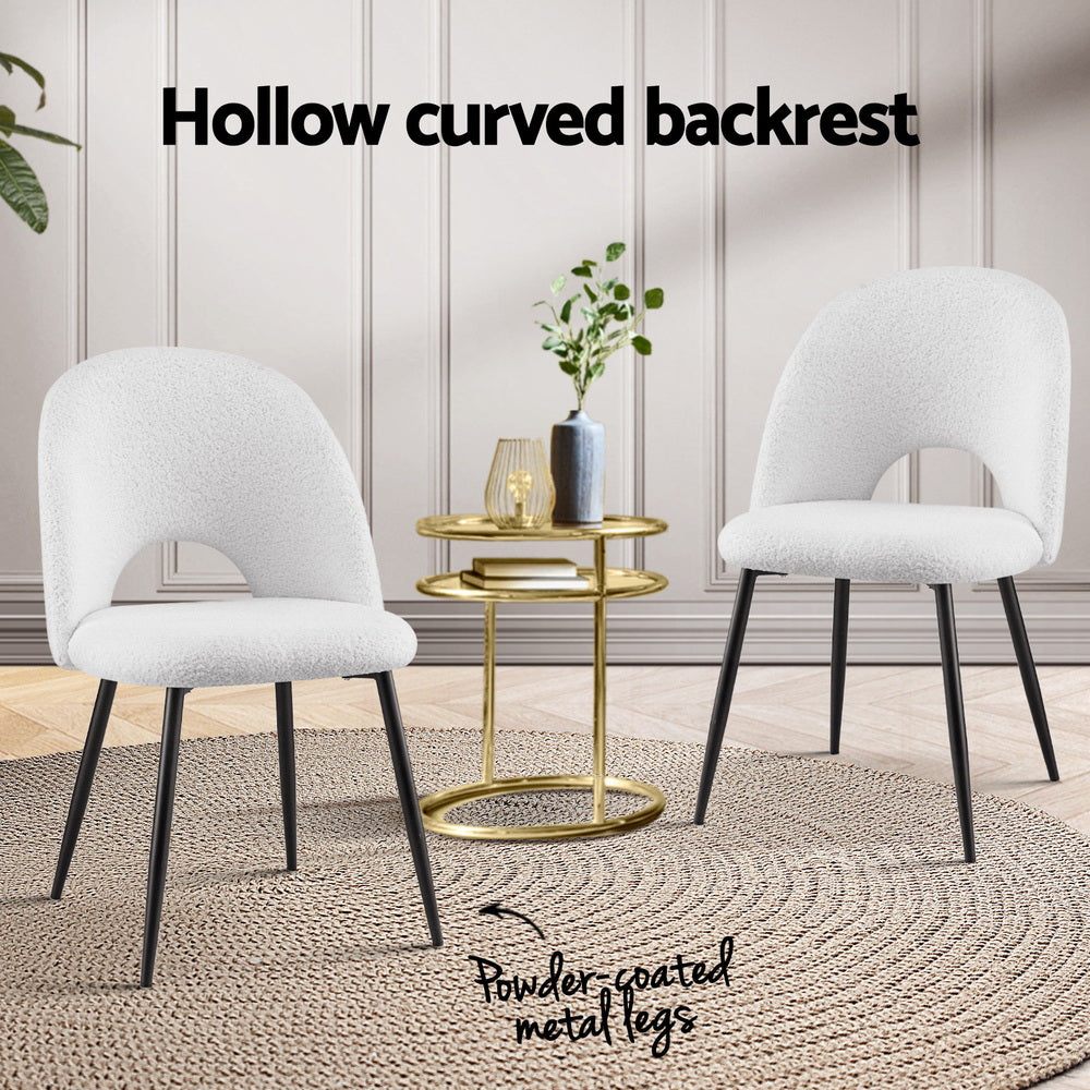 Maisie Set of 2 Dining Chair Boucle Sherpa - White
