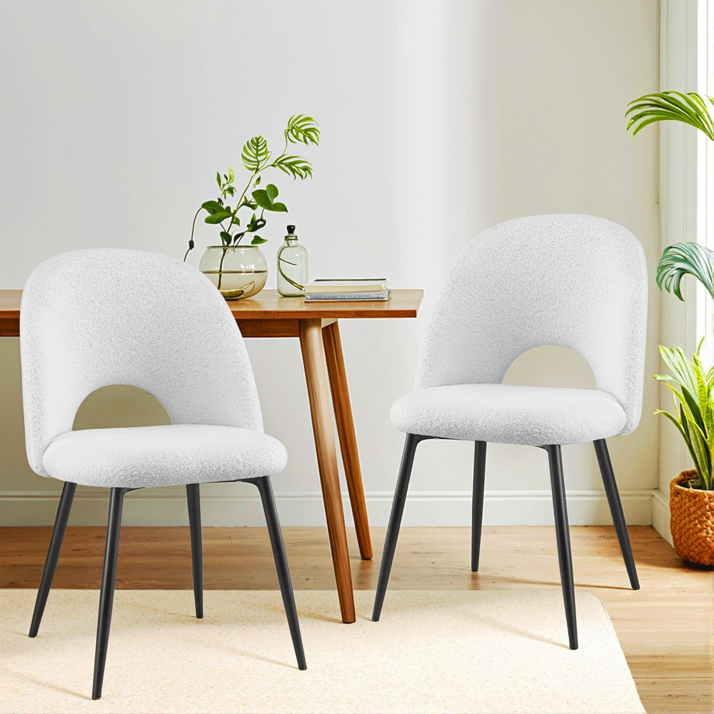 Maisie Set of 2 Dining Chair Boucle Sherpa - White