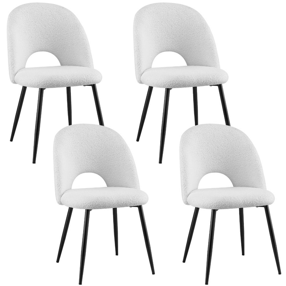 Maisie Set of 4 Dining Chair Boucle Sherpa - White