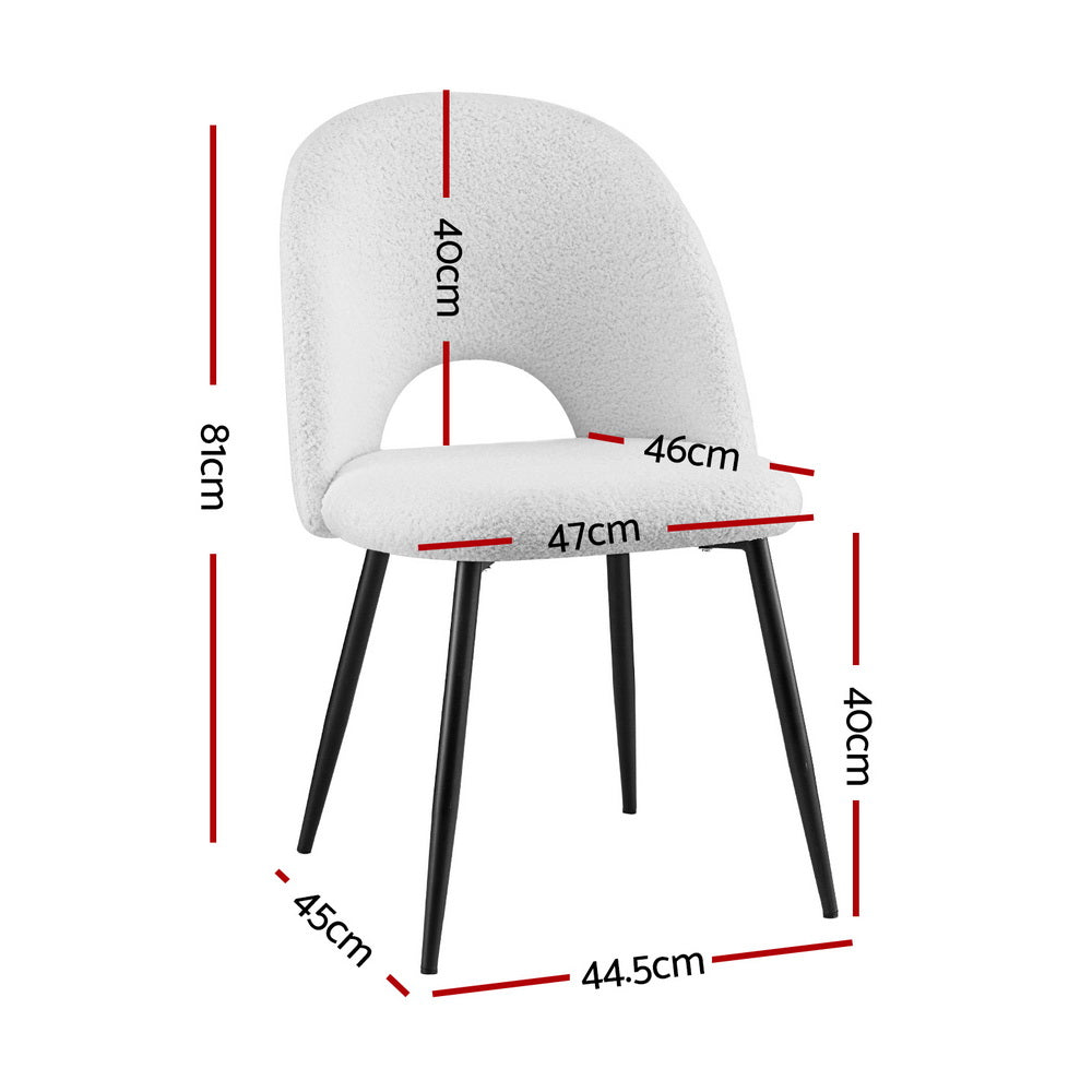 Maisie Set of 4 Dining Chair Boucle Sherpa - White