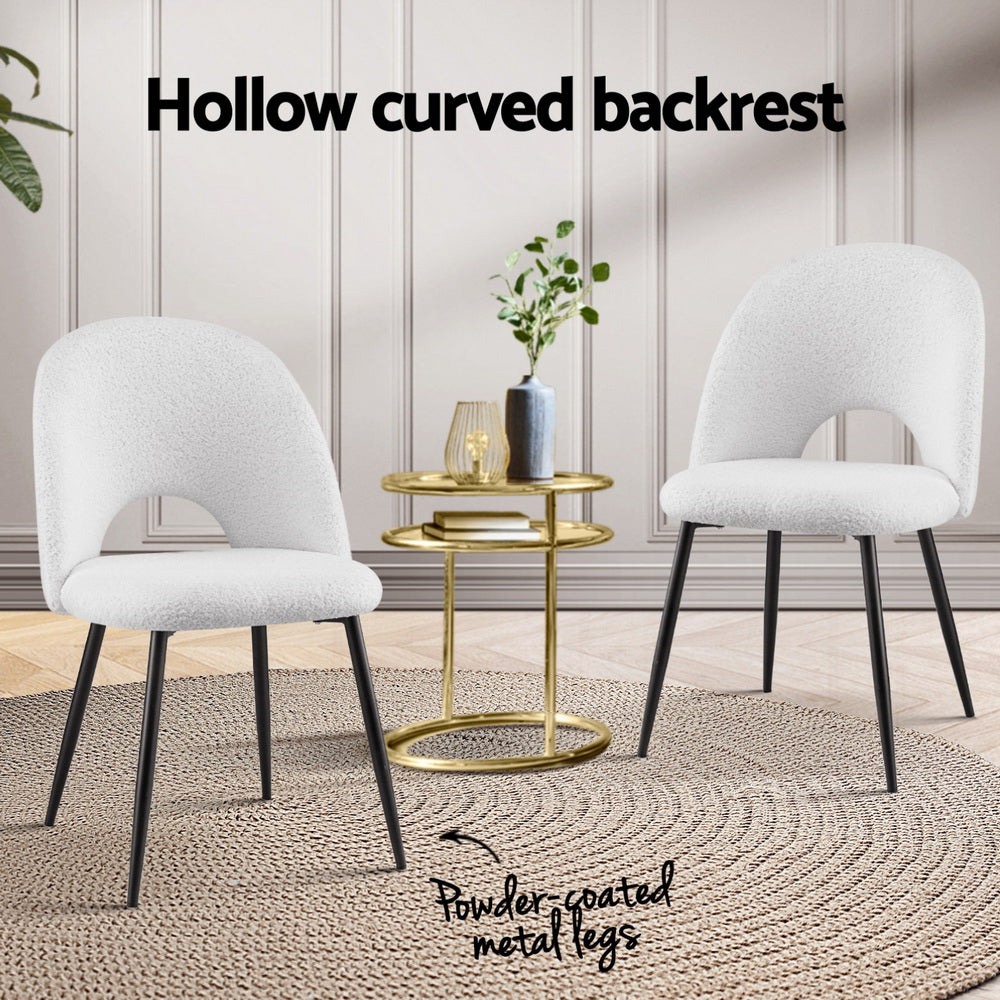 Maisie Set of 4 Dining Chair Boucle Sherpa - White