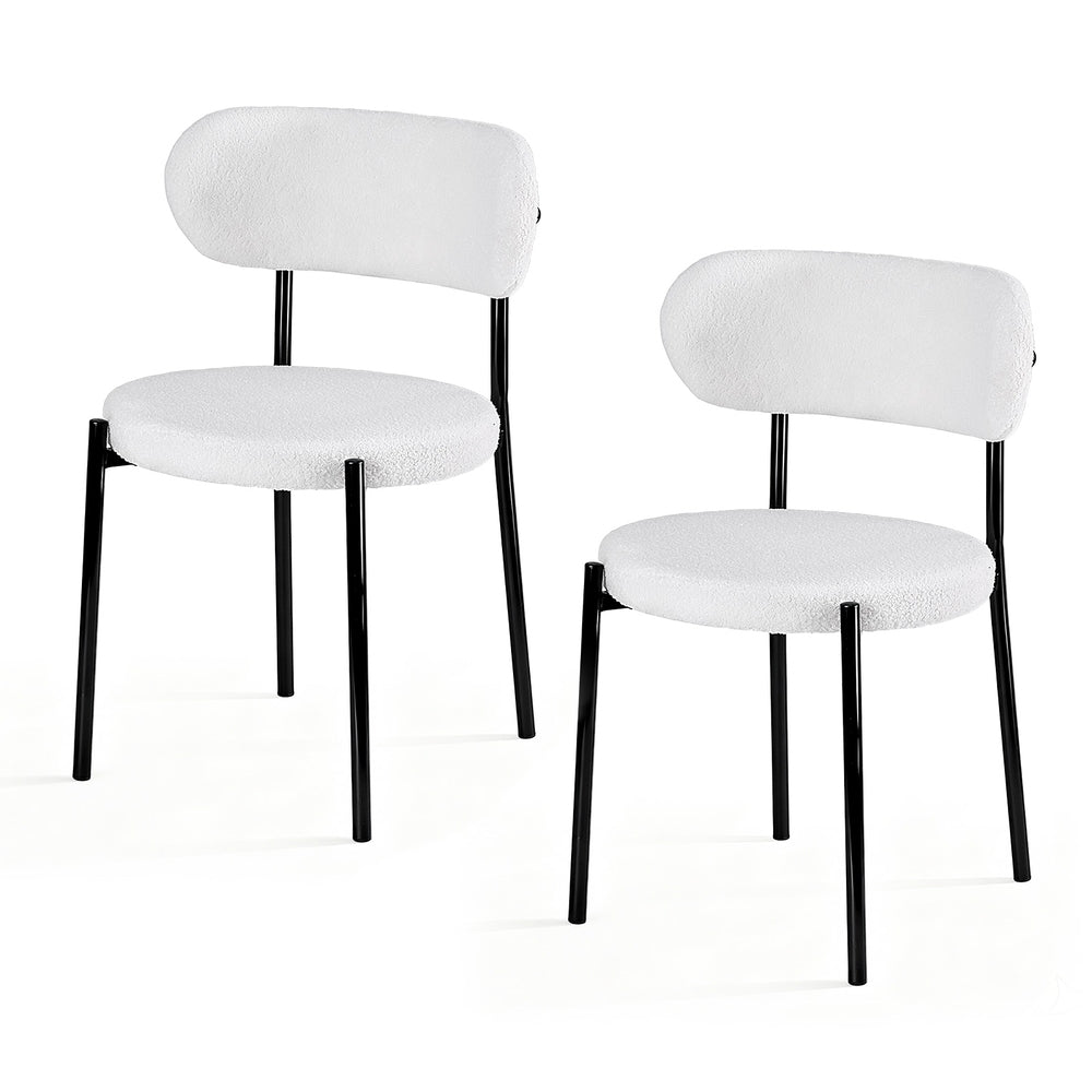 Bryher Set of 2 Dining Chairs Sherpa Boucle - White