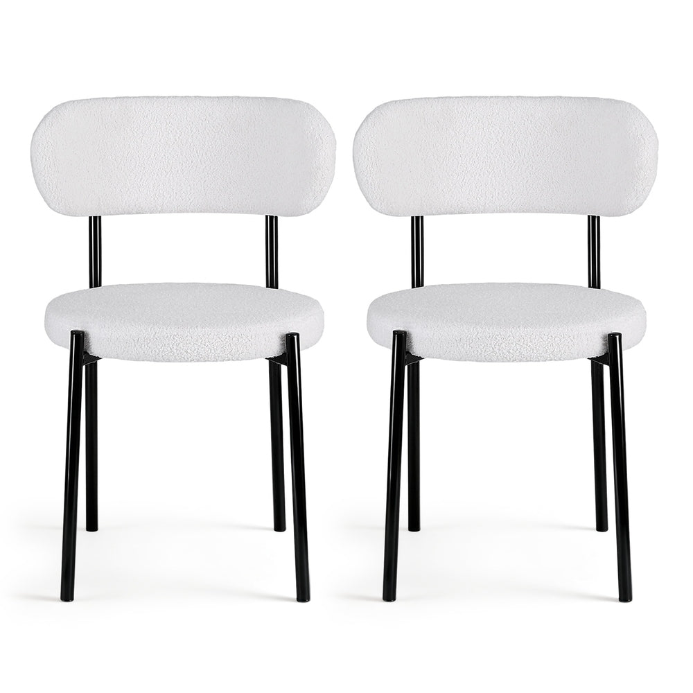 Bryher Set of 2 Dining Chairs Sherpa Boucle - White