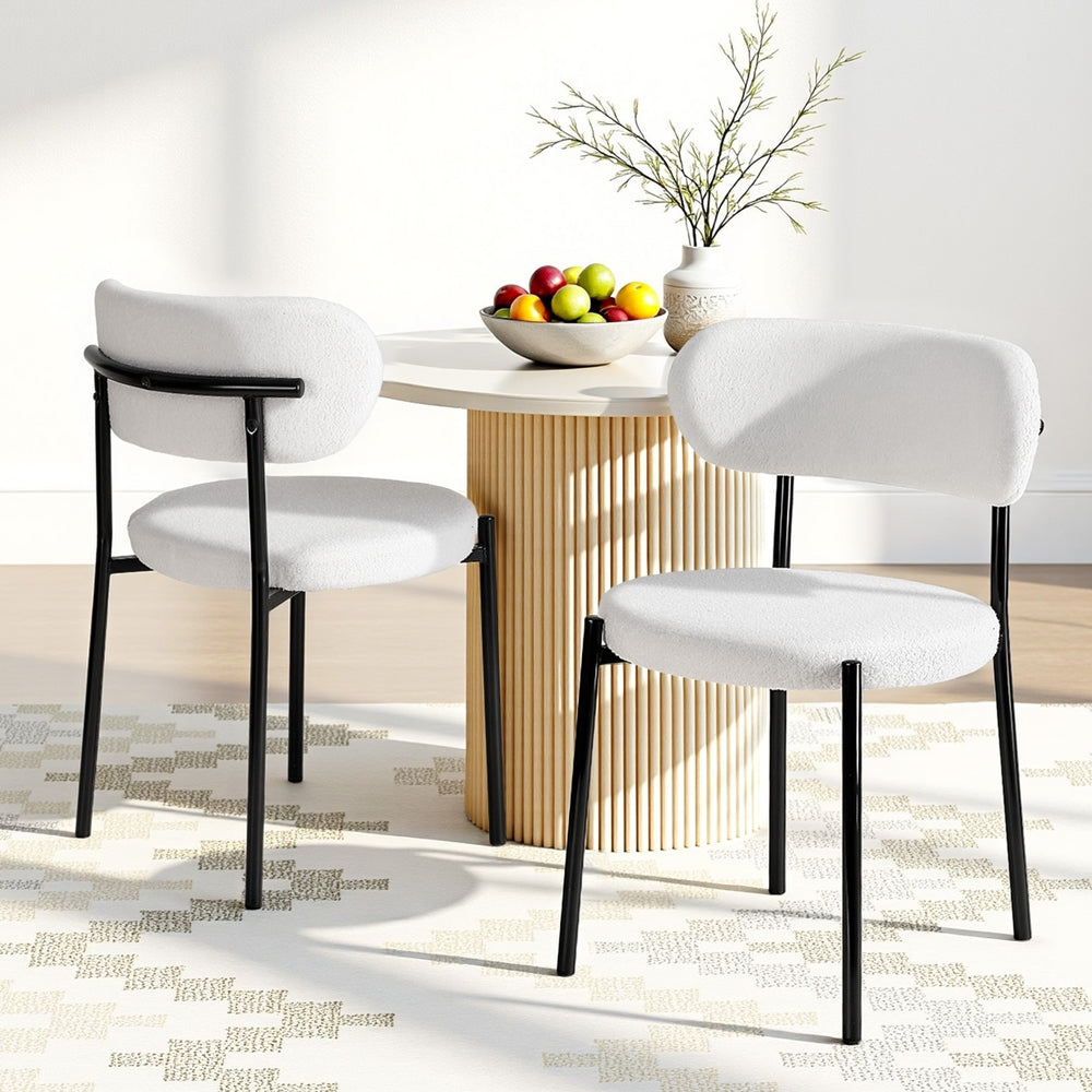 Bryher Set of 2 Dining Chairs Sherpa Boucle - White