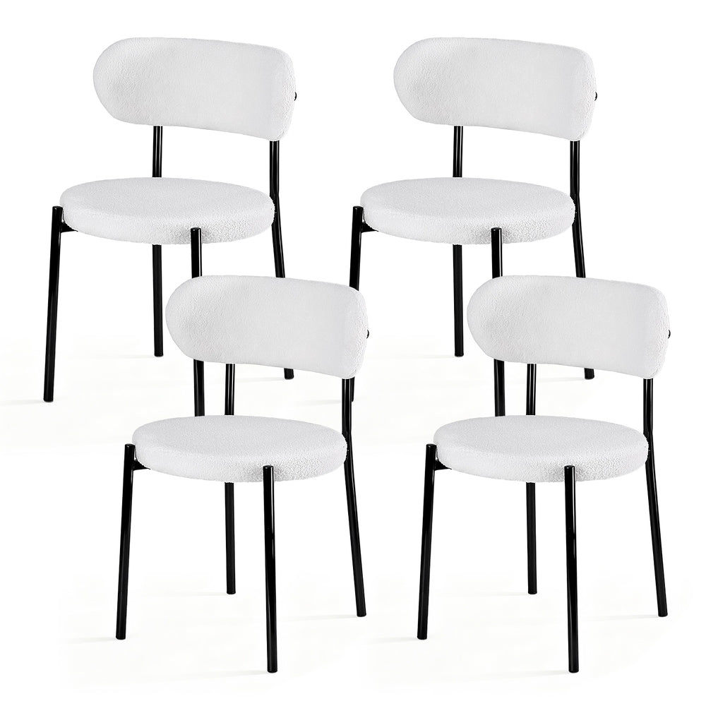 Bryher Set of 4 Dining Chairs Sherpa Boucle - White