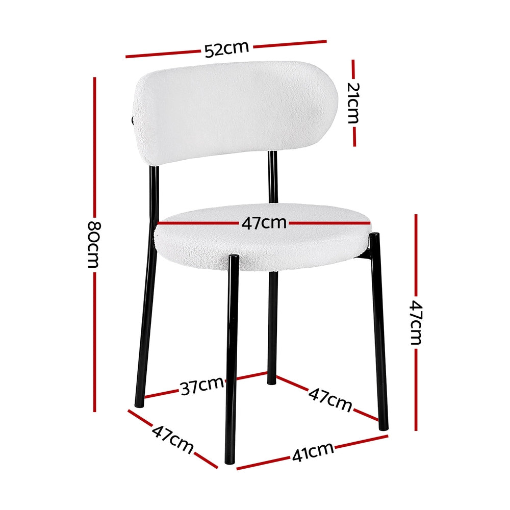 Bryher Set of 4 Dining Chairs Sherpa Boucle - White