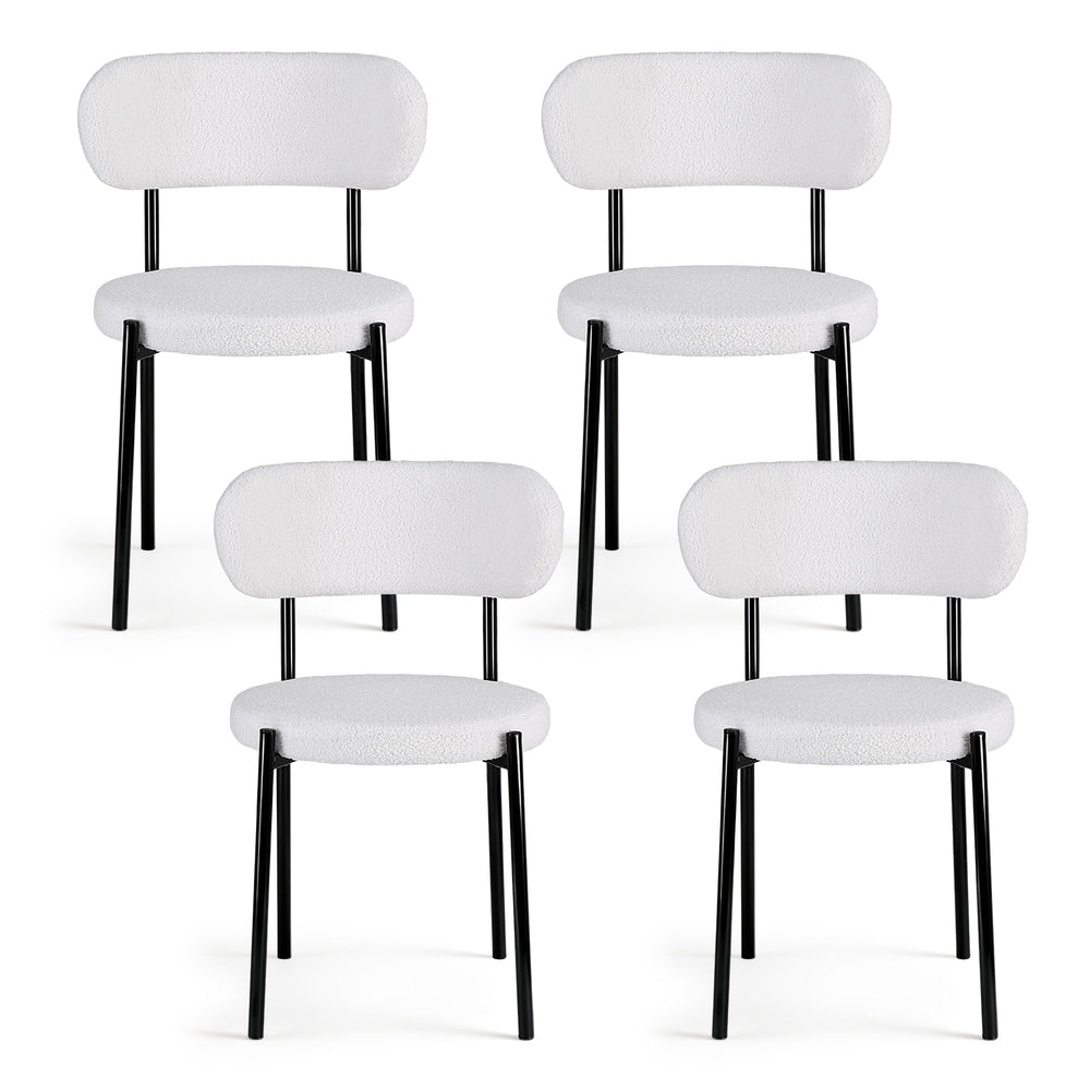 Bryher Set of 4 Dining Chairs Sherpa Boucle - White