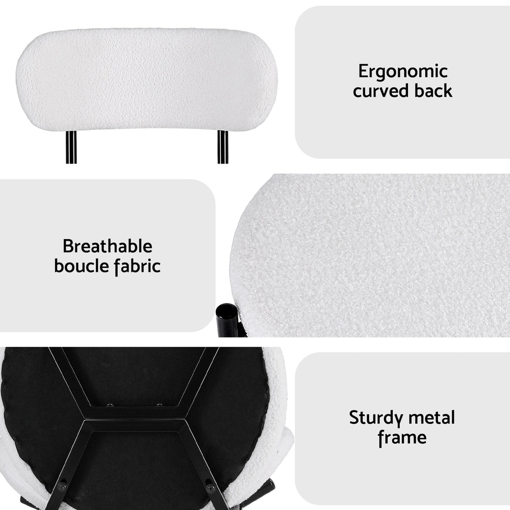 Bryher Set of 4 Dining Chairs Sherpa Boucle - White