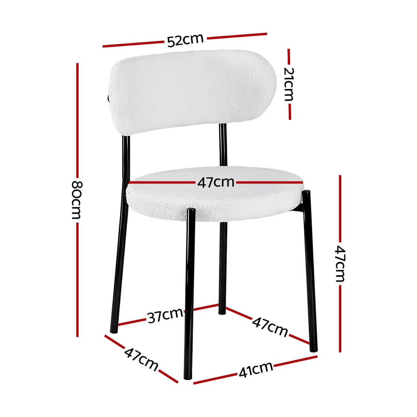 Bryher Set of 6 Dining Chairs Sherpa Boucle - White