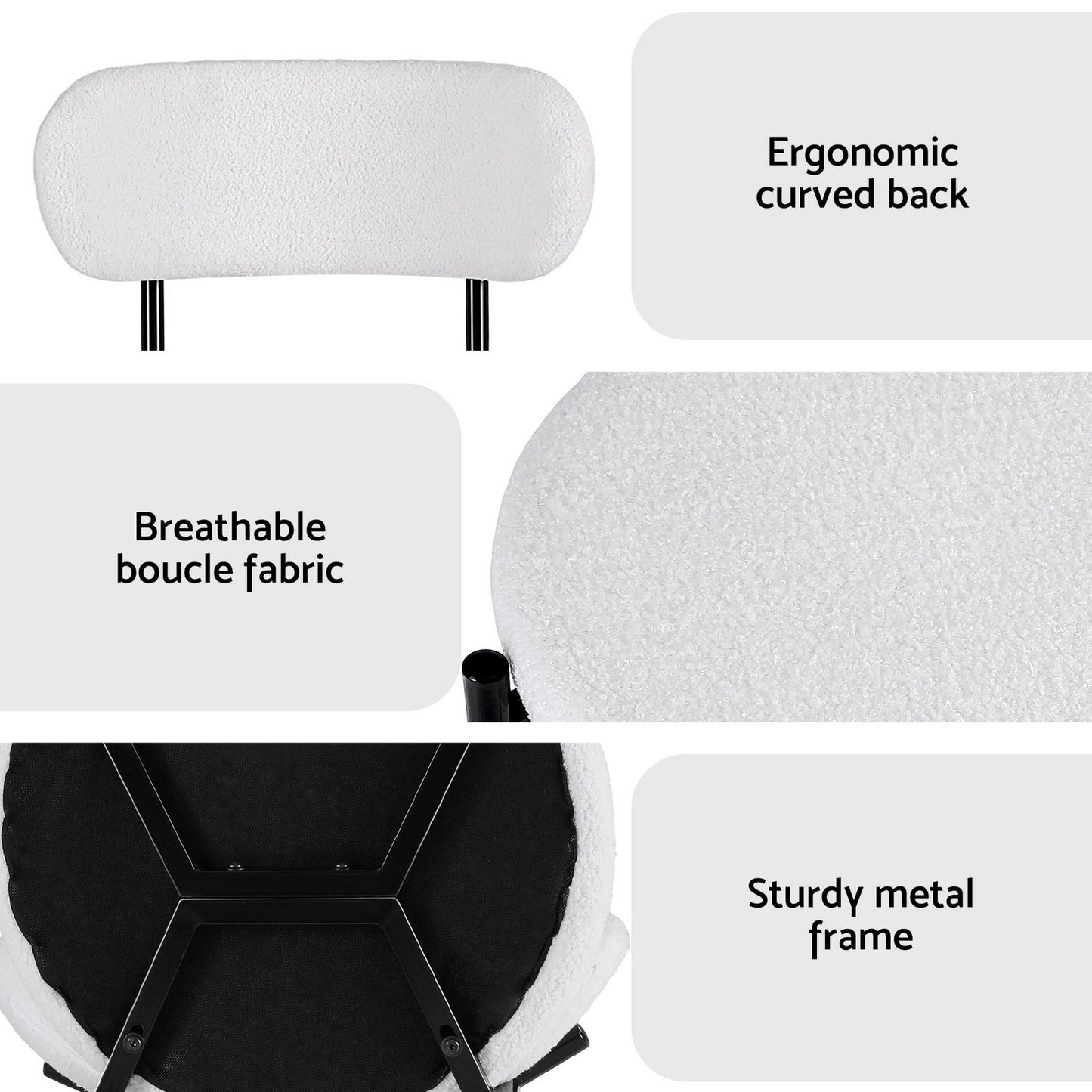 Bryher Set of 6 Dining Chairs Sherpa Boucle - White