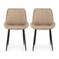 Mabyn Set of 2 Dining Chairs Retro PU Leather Kitchen Lounge Cafe Accent Chair - Khaki