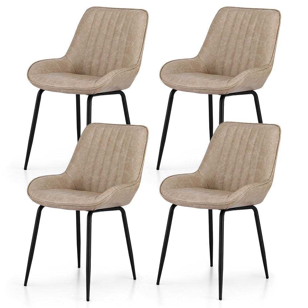 Mabyn Set of 4 Dining Chairs Retro PU Leather Kitchen Lounge Cafe Accent Chair - Khaki