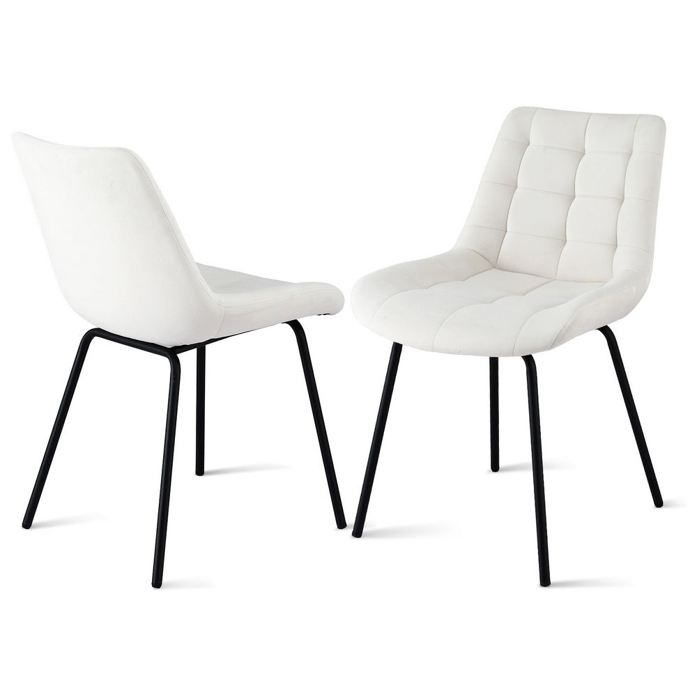 Sidony Set of 2 Dining Chairs Velvet Tufted Kitchen Lounge Cafe Accent Chair - Beige