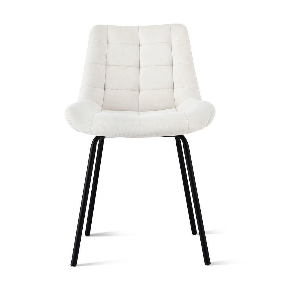 Sidony Set of 2 Dining Chairs Velvet Tufted Kitchen Lounge Cafe Accent Chair - Beige