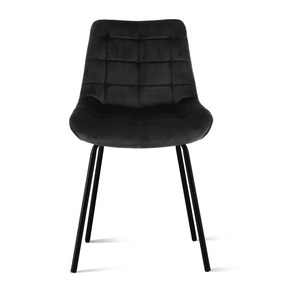 Sidony Set of 2 Dining Chairs Velvet Tufted Kitchen Lounge Cafe Accent Chair - Black