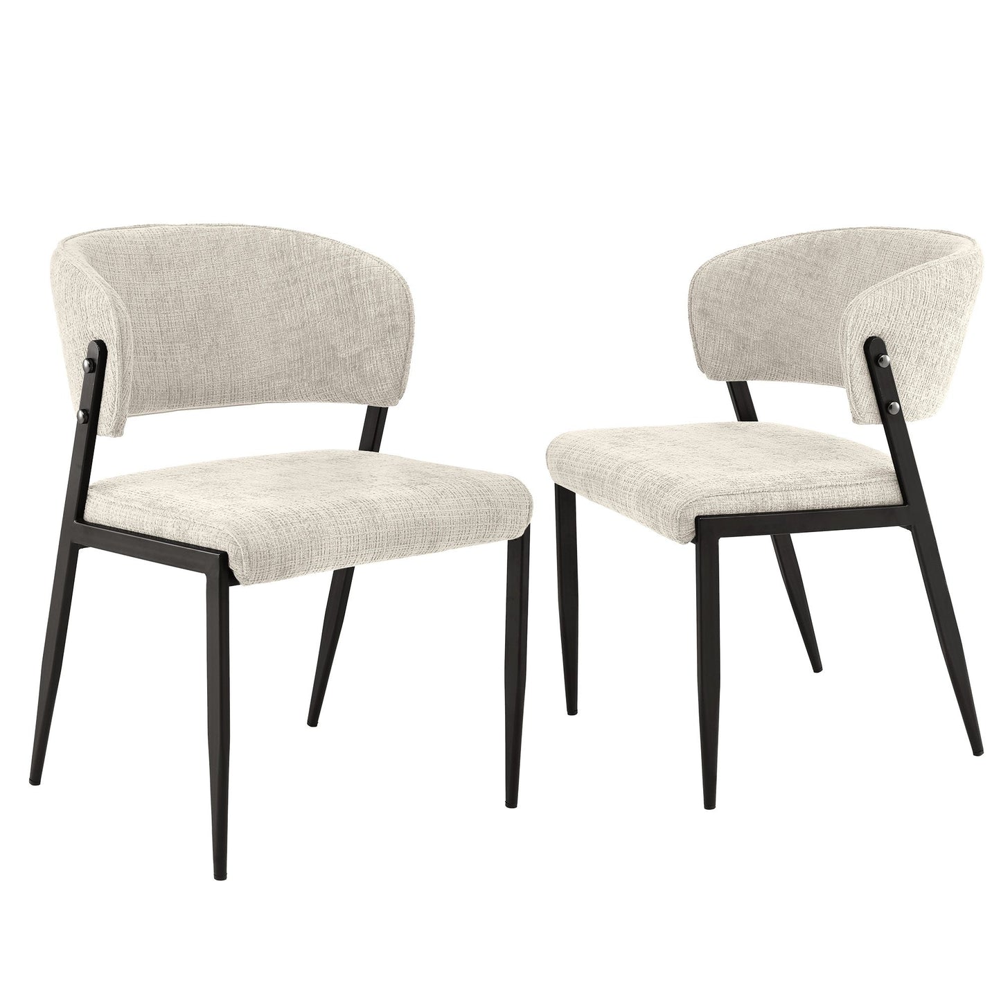 Keira Set of 2 Dining Chairs Linen Fabric Soft Upholstered Chairs - Beige