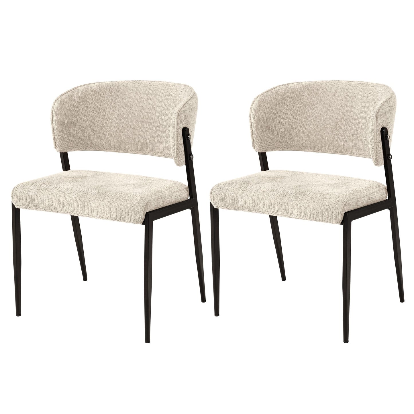 Keira Set of 2 Dining Chairs Linen Fabric Soft Upholstered Chairs - Beige