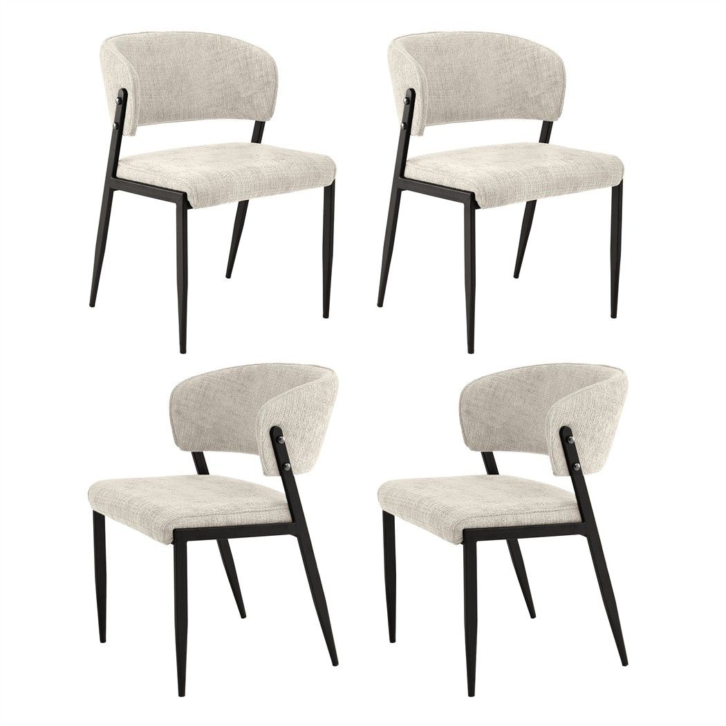 Keira Set of 4 Dining Chairs Linen Fabric Soft Upholstered Chairs - Beige