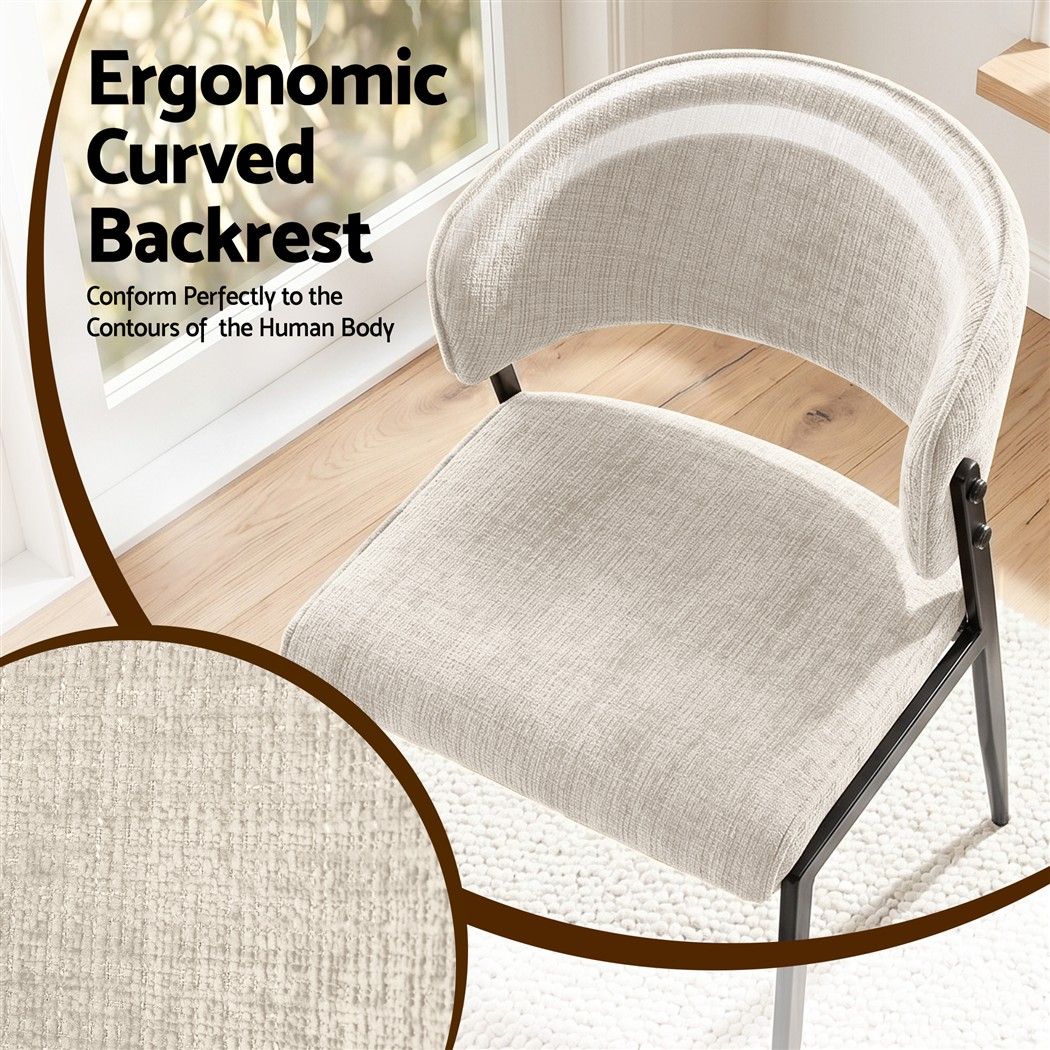 Keira Set of 4 Dining Chairs Linen Fabric Soft Upholstered Chairs - Beige