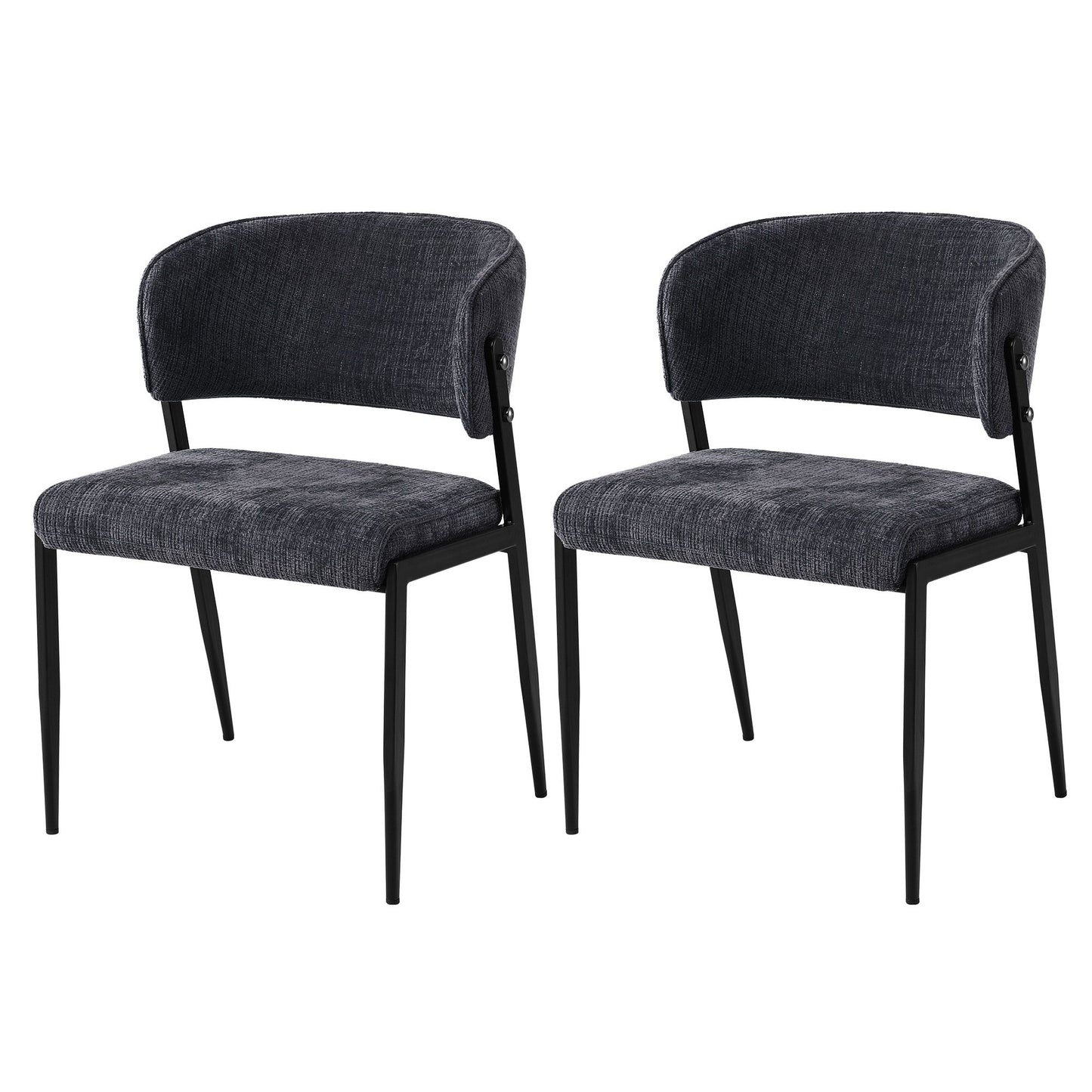 Keira Set of 2 Dining Chairs Linen Fabric Soft Upholstered Chairs - Charcoal