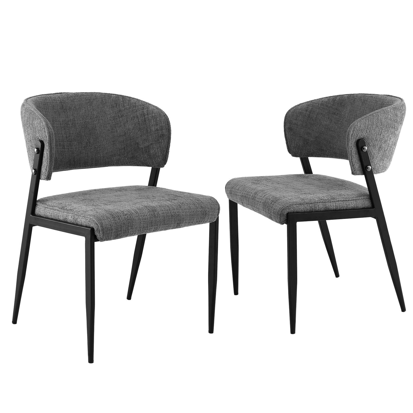 Keira Set of 2 Linen Fabric Soft Upholstered Chairs - Grey