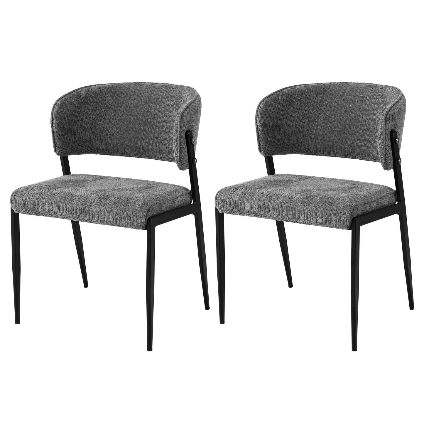 Keira Set of 2 Linen Fabric Soft Upholstered Chairs - Grey
