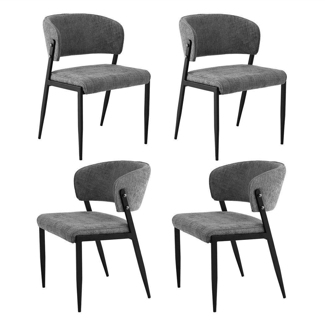 Keira Set of 4 Linen Fabric Soft Upholstered Chairs - Grey