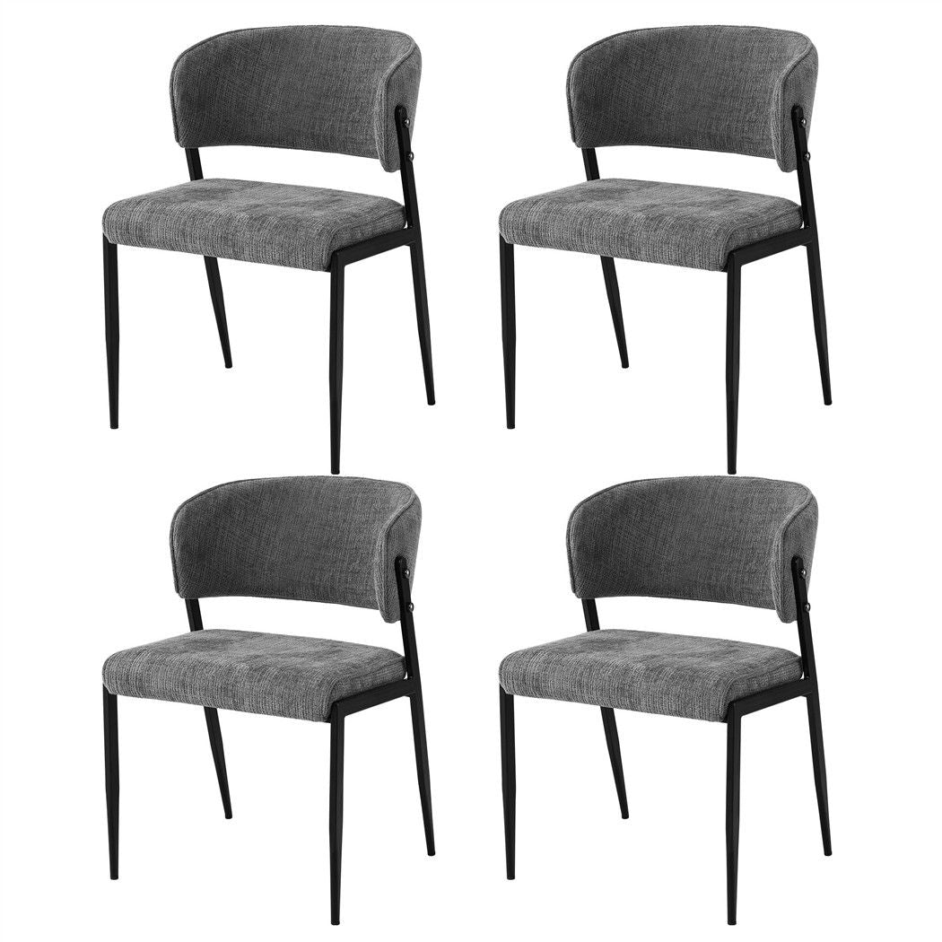 Keira Set of 4 Linen Fabric Soft Upholstered Chairs - Grey