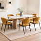 Keira Set of 6 Linen Fabric Soft Upholstered Chairs - Mustard