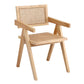 Linnet Dining Chair Wooden Rattan Seat Rubber Wood Frame - Natural