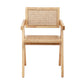 Linnet Dining Chair Wooden Rattan Seat Rubber Wood Frame - Natural