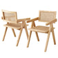 Linnet Set of 2 Dining Chairs Wooden Rattan Seat Rubber Wood Frame - Natural